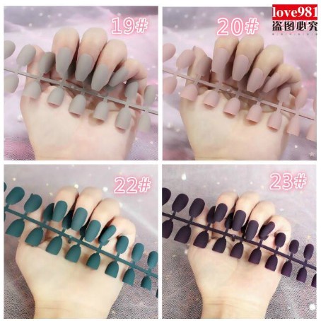 24pcs Kuku Palsu Warna Matte Halus