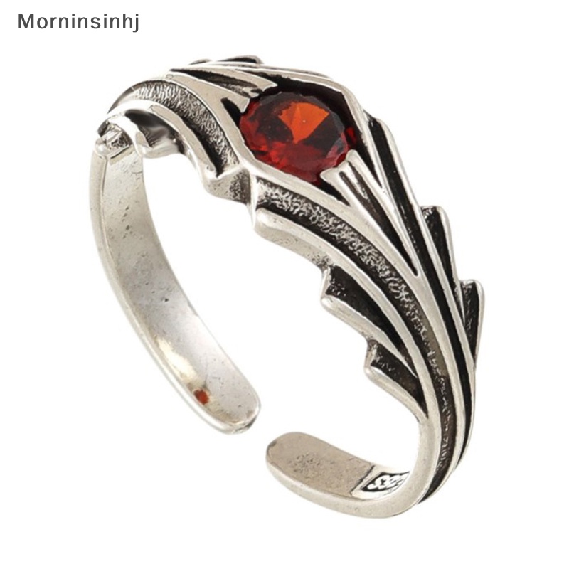 Mornin Real925 Sterling Silver Cincin Batu Merah Untuk Fashion Wanita Pesta Lucu Perhiasan Halus Aksesoris Minimalis Hadiah id