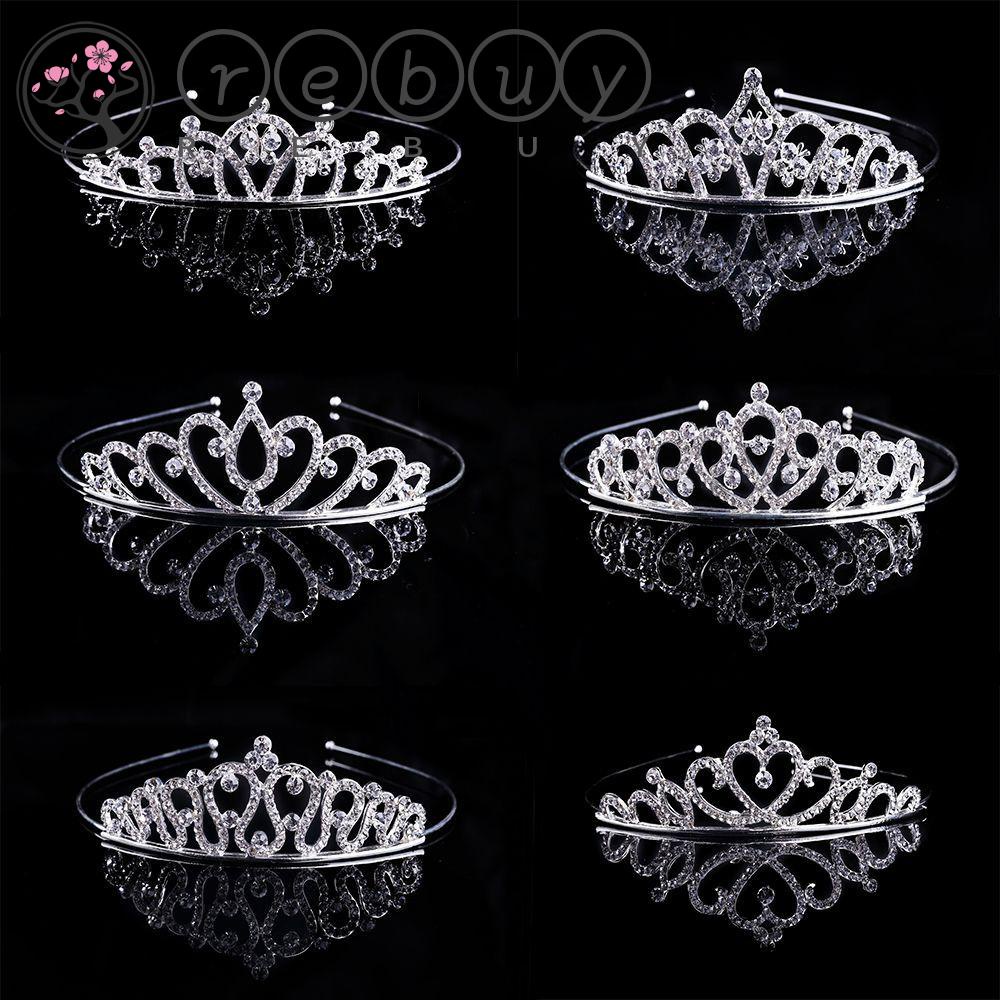 REBUY Rebuy Kristal Berlian Imitasi Mahkota Bando Hiasan Rambut Fashion Aksesoris Rambut Perhiasan Tiara Head Piece Butterfly Bridal Wedding Jewelry