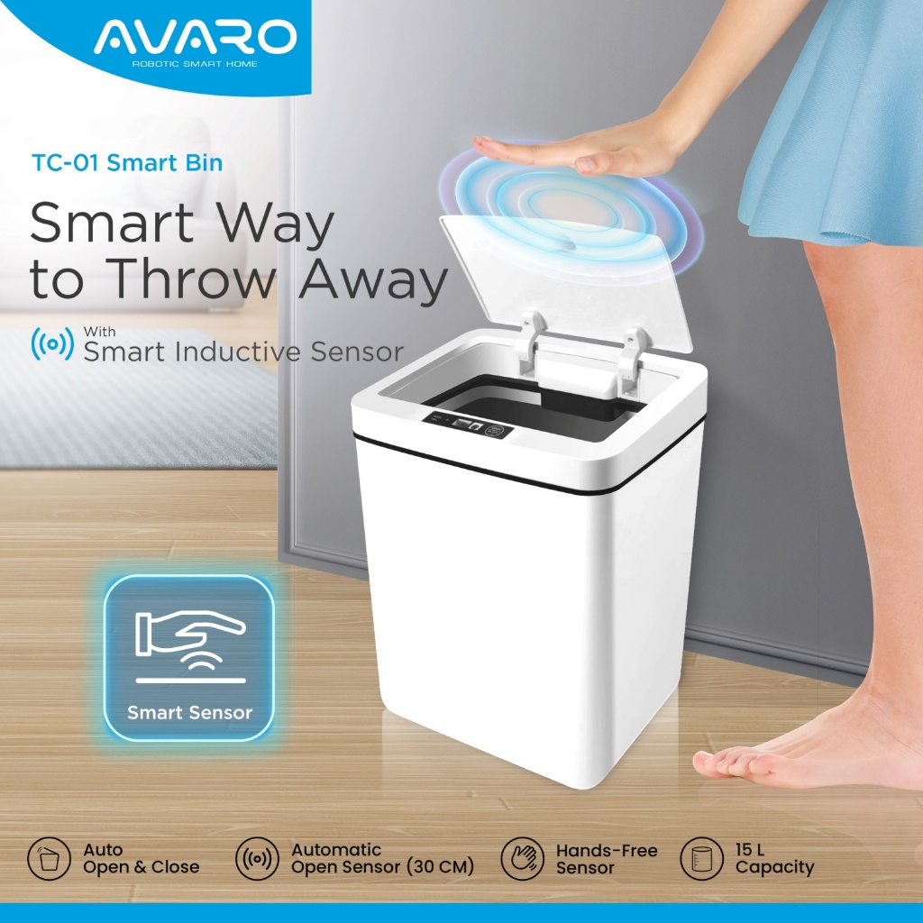 AVARO TC01 Smart Trash Bin Tempat Sampah Tong Sampah Sensor 15L