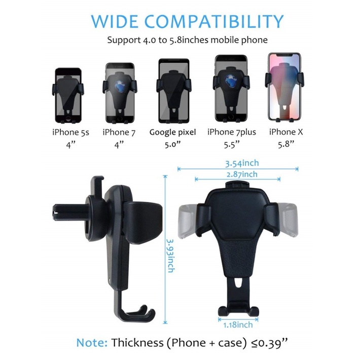 Smartphone Car Holder Bracket Lubang AC Mobil Gravity Air Vent