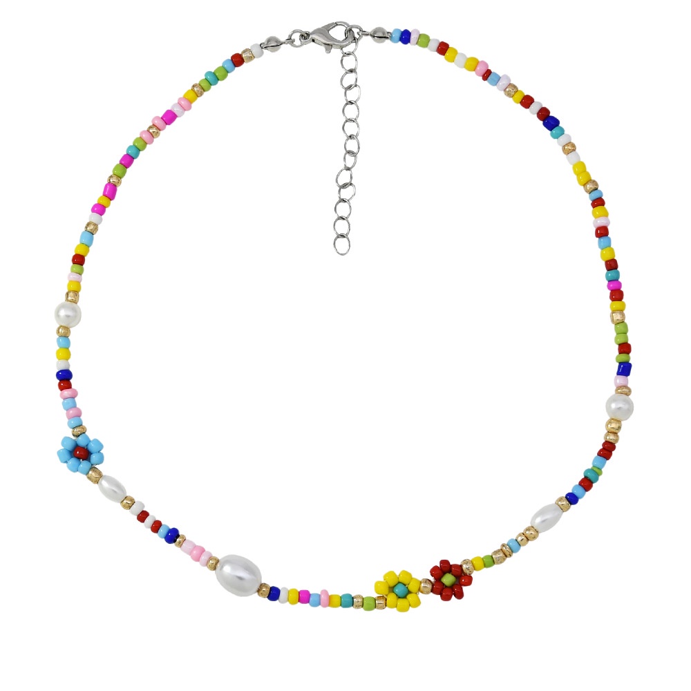 Desain Rainbow Flower Necklace Kalung Unik Niche Rantai Klavikula