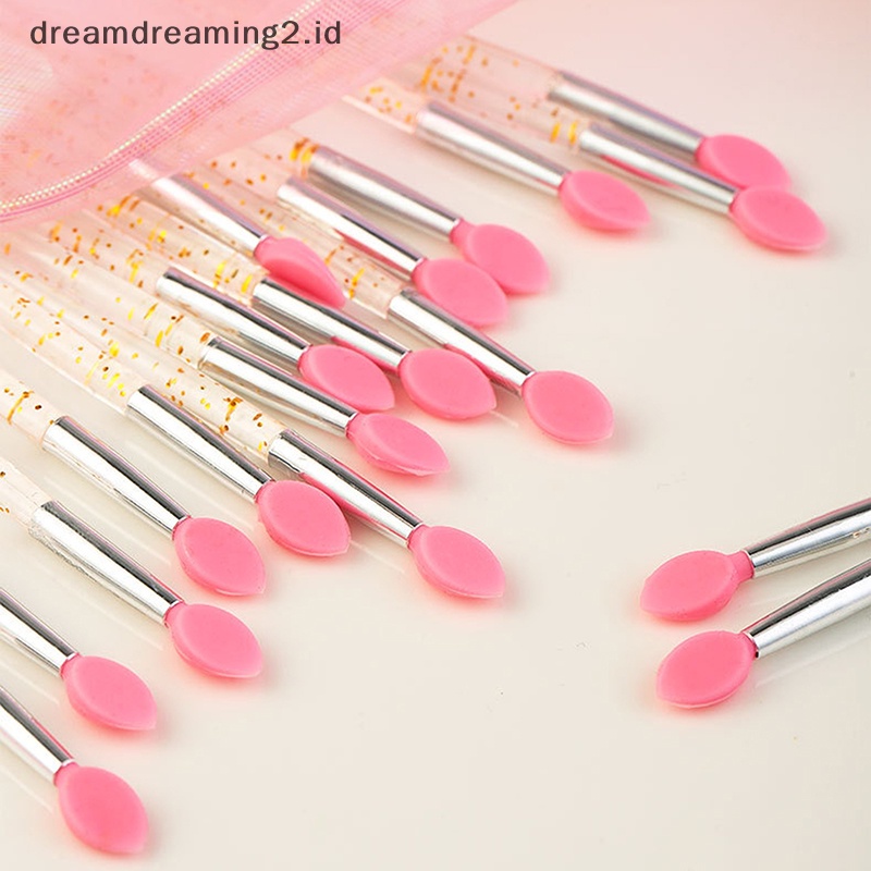 (drea) 10pcs Kuas Aplikator Bibir Eyeshadow Kepala Silikon Lembut Makeup Brushes Dengan Crys //