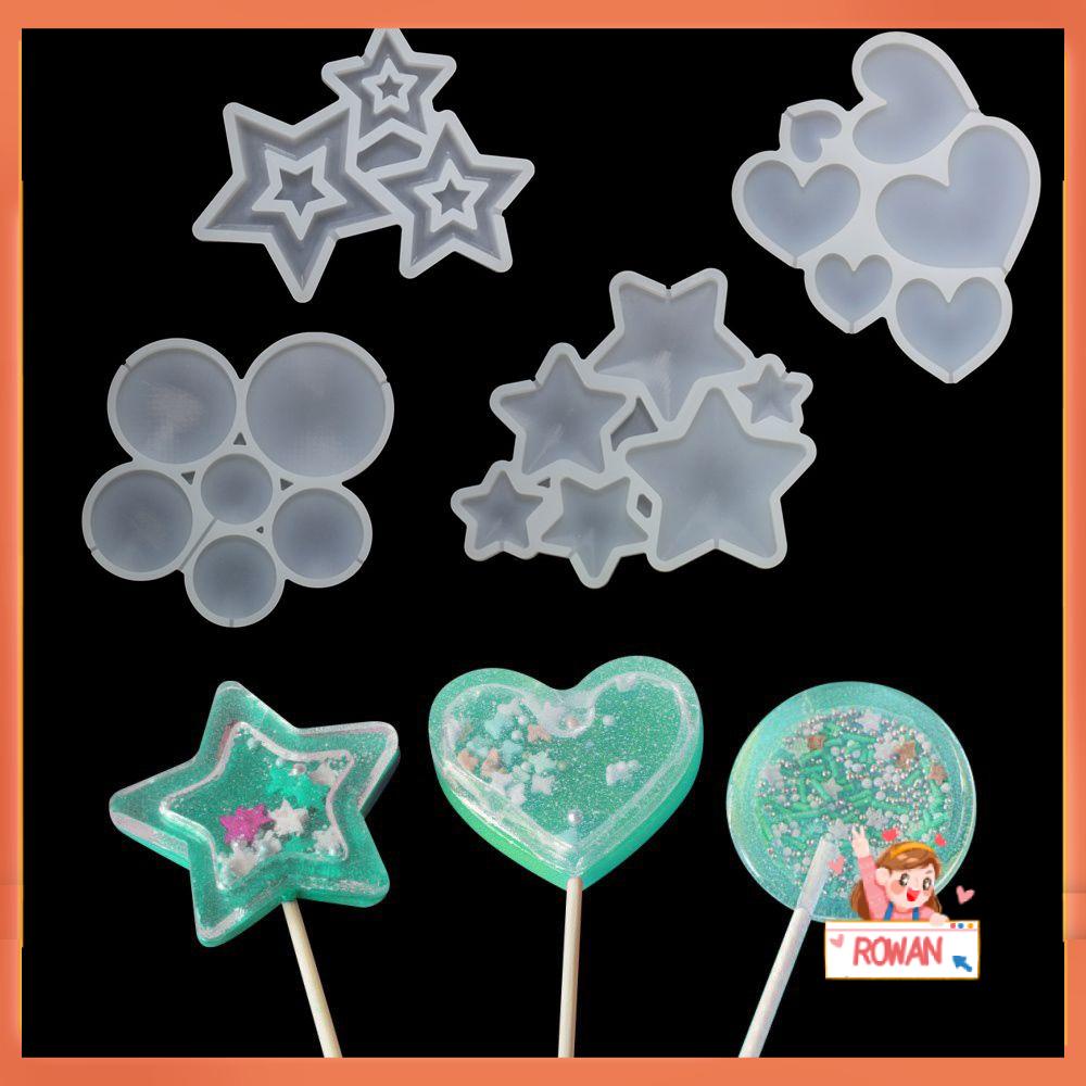 R-FLOWER Candy Mold Star/Round/Cetakan Coklat Bentuk Hati Cetakan Lolipop Alat Dekorasi Kue