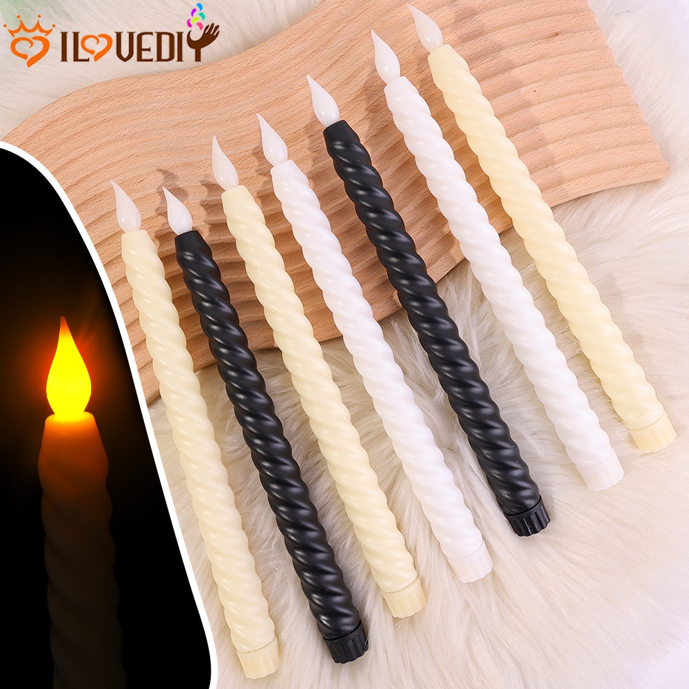 Lilin Lilin Panjang Elektrik Tahan Kedip Palsu Yang Dioperasikan Dengan Baterai/Led Flameless Taper Candles Lights/Untuk Natal Pesta Ulang Tahun Pernikahan/Lampu Led Votive Elektronik/