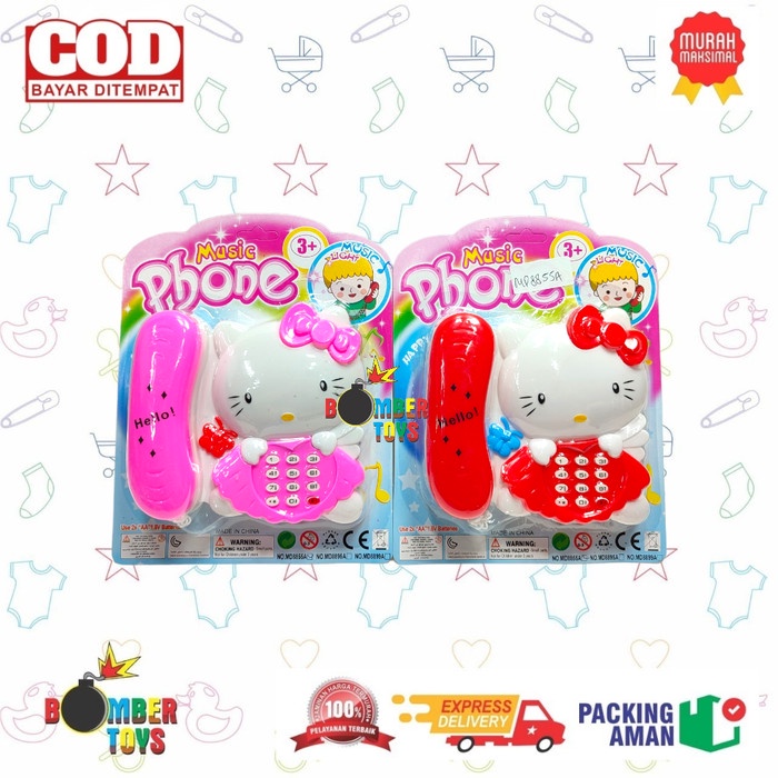 MAINAN ANAK TELFON TELEFON MUSIC PHONE BUNYI LAMPU KITTY SET