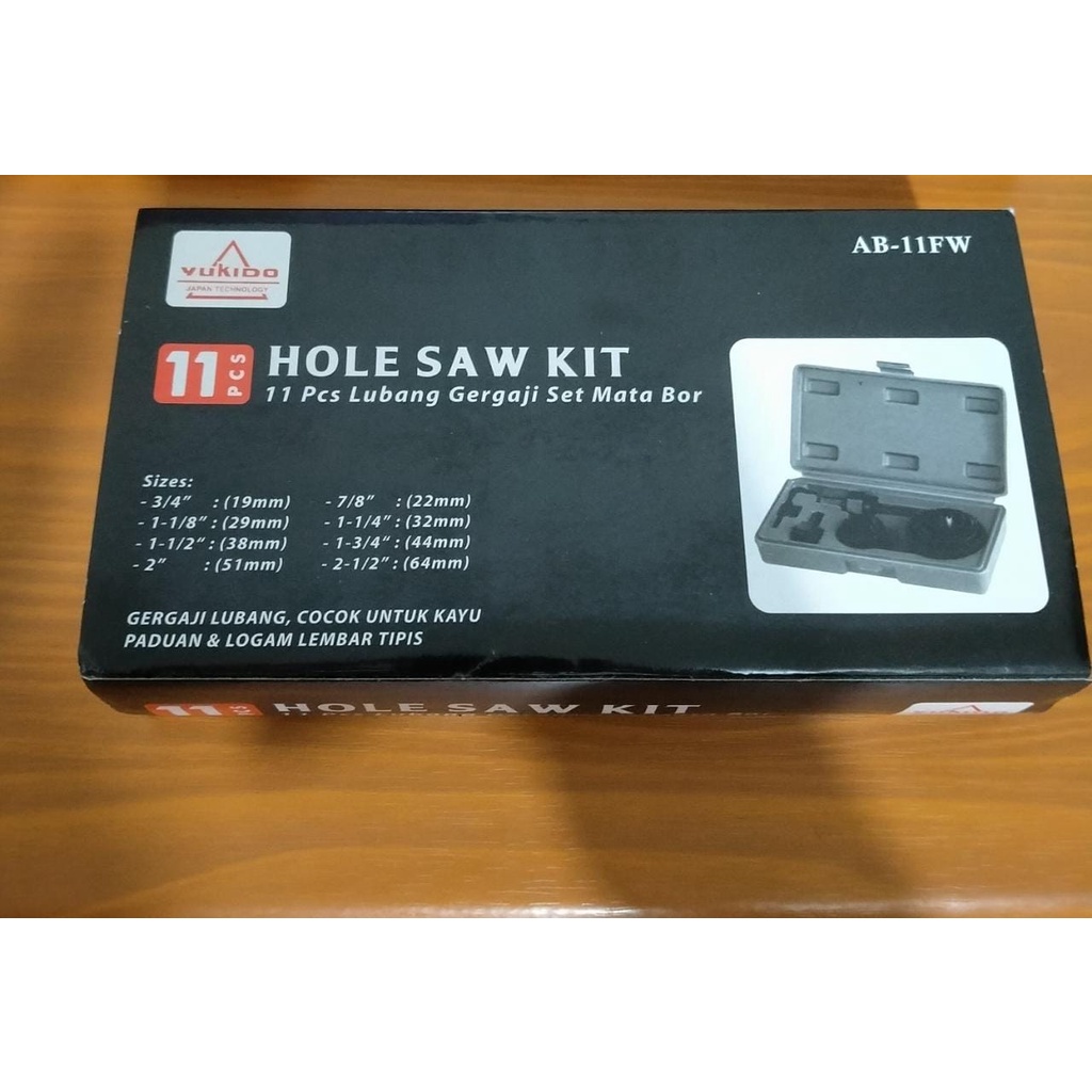 PROMO HARI INI!! Harga termurah!!! YUKIDO Hole Saw Kit Set 11pcs -Mata Bor Kayu set pelubang kayu bambu//YUKIDO Hole Saw Set 16 Pcs dan 6pcs - Mata Bor Kayu Hidroponik Holesaw Kit