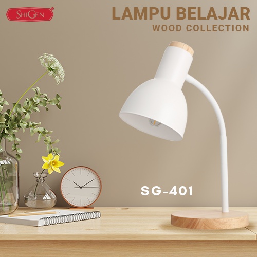 Lampu Baca LED Meja Belajar Model Klasik Nordic Wood Collection SG-401 MAX Daya 40W