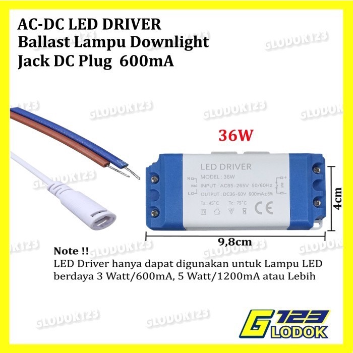 LED Driver Power Supply Downlight 8-12 12-18 18-24 x 3Watt DC Plug