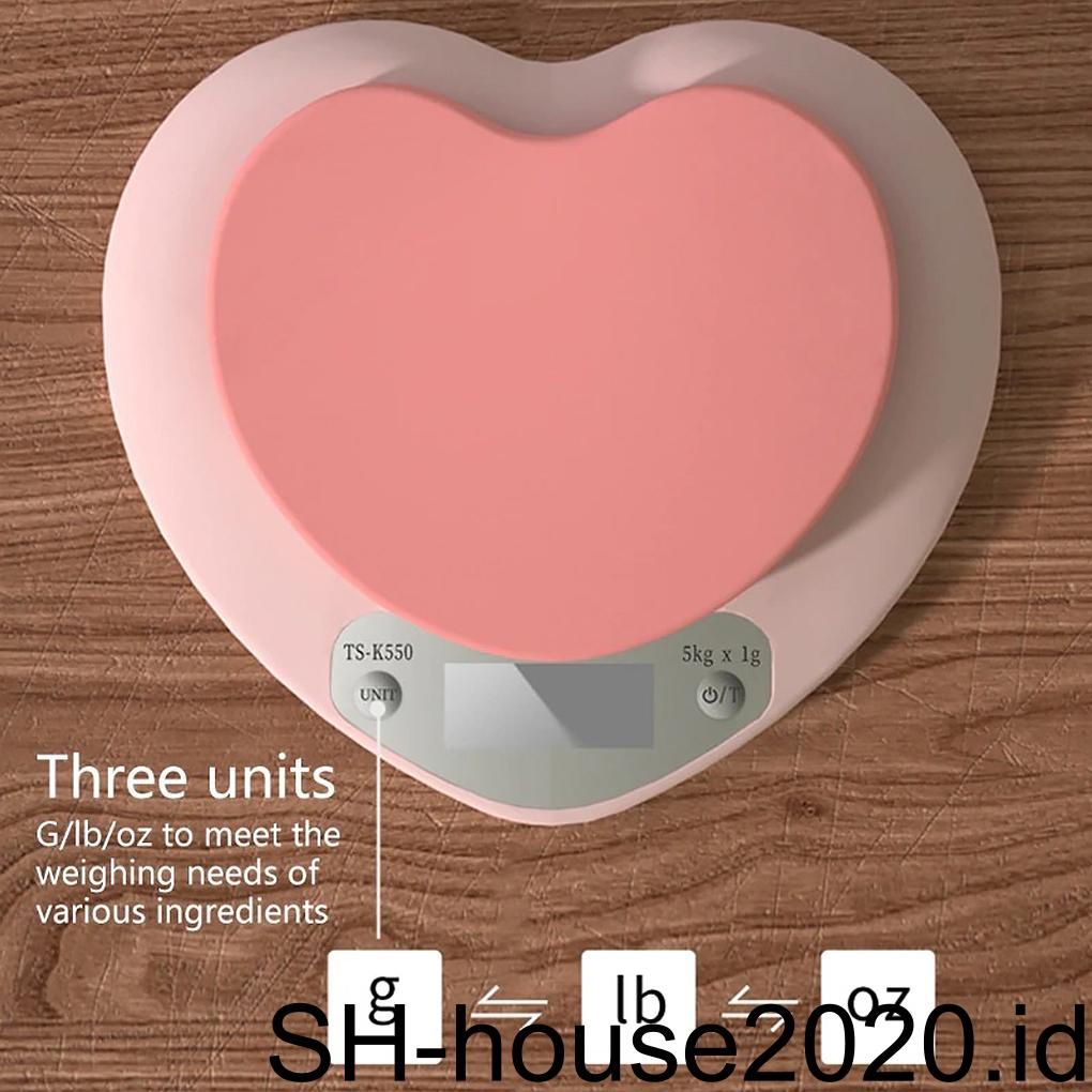 Timbangan Dapur Rechargeable Heart Adjustable Digital Gram Weight Table Portable Barbecue Balance Timbangan Memasak