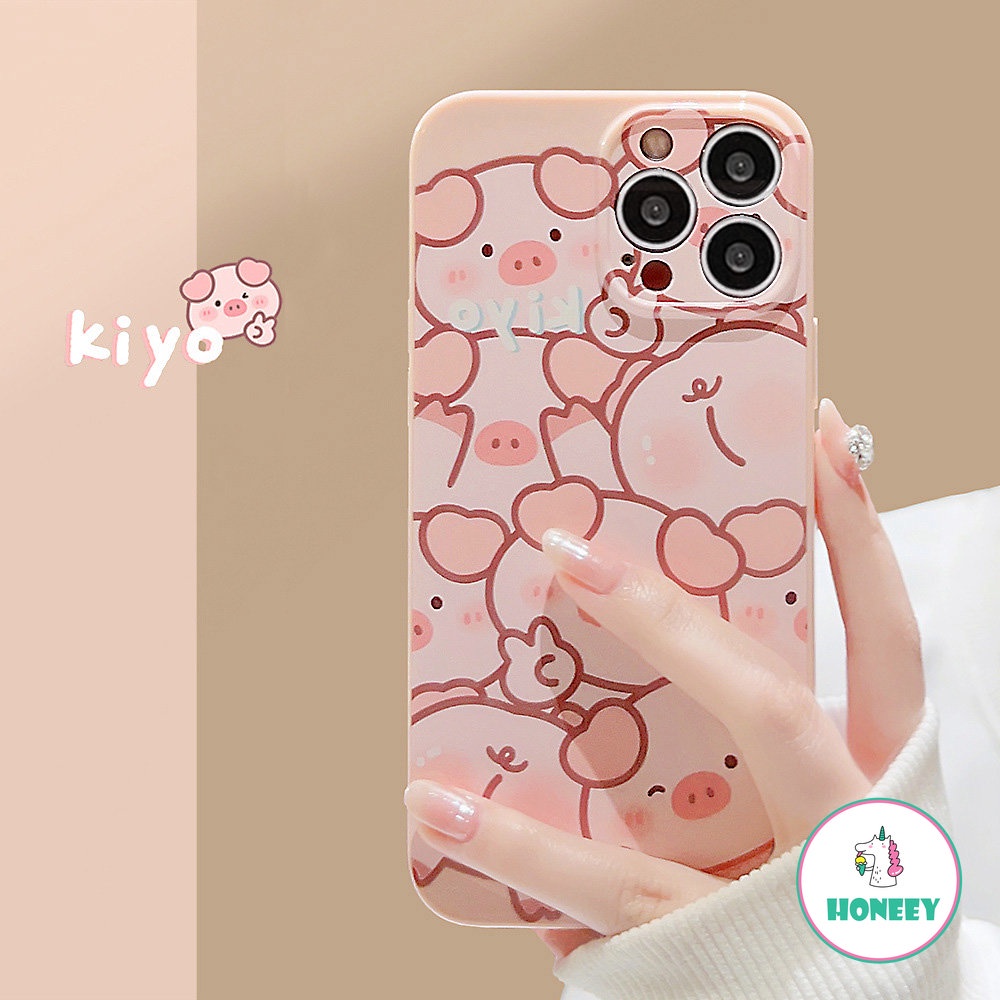 Kawaii Pink Piggy Phone Case Kompatibel Untuk iPhone 14 Pro Max13 12 11 Pro Max TPU Lembut Shockproof Sarung Handphone