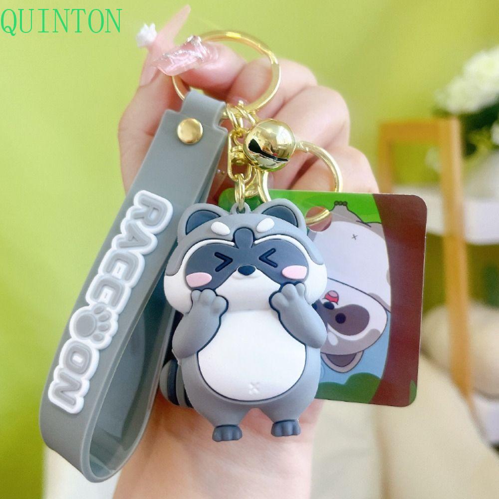 QUINTON Raccoon Gantungan Kunci Pasangan Fashion Hewan Lucu Cute Alloy Backpack Decor