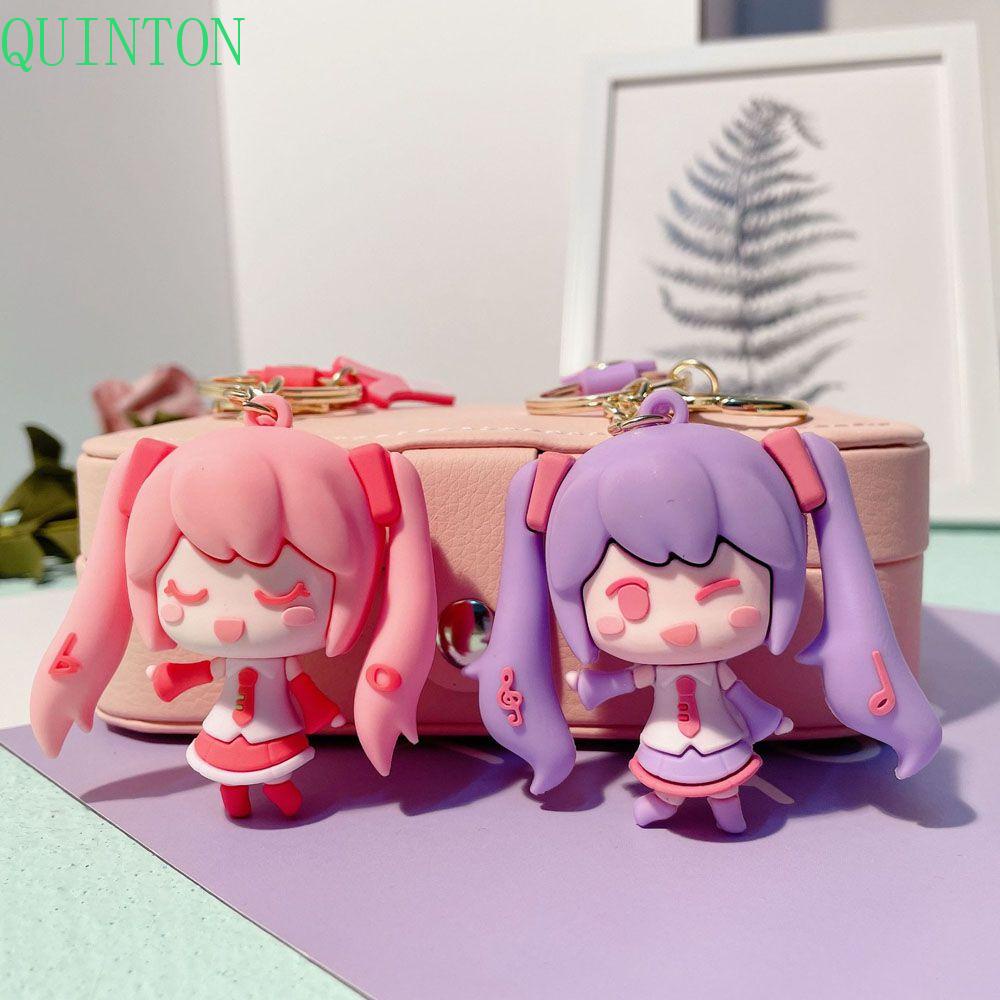 QUINTON Miku Hatsune Gantungan Kunci Perhiasan Hadiah Miniatur Mobil Gantungan Kunci Anime Jepang Darah Panas Anime Key Ring