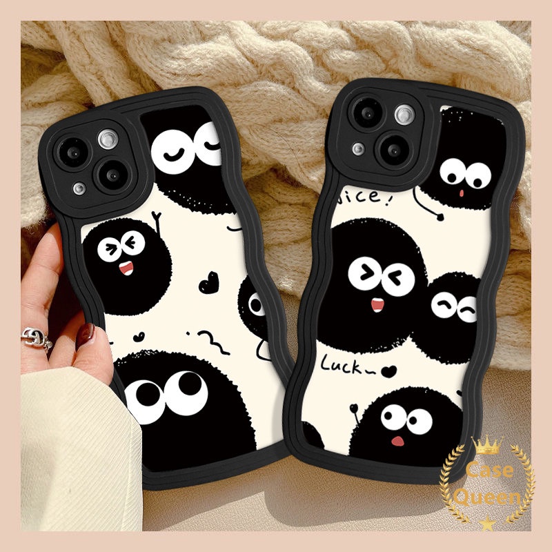 Casing Tepi Bergelombang Ghost Little Monster Lucu Untuk Realme C53 C25 C21Y C35 C55 C25s C33 C25Y C11 C15 C20 C30 C3 C20A C12 9i 5 5i 6i 5S 20 30A Luck Dustbunny Coal Ball Couple Soft Cover