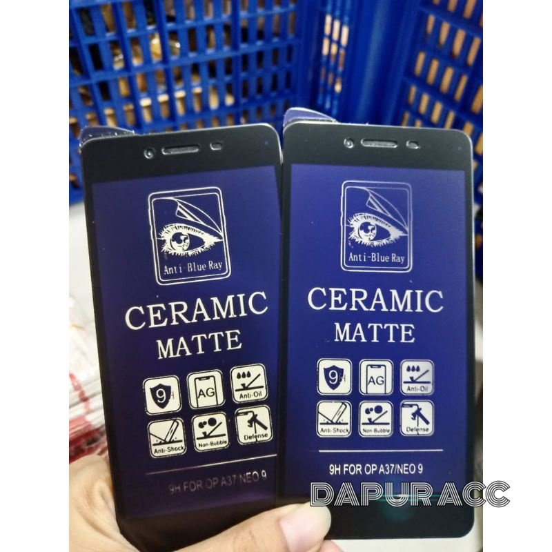 temper glass tempered glass blue CERAMIC MATTE anti radiasi anti pecah OPPO A37 /A57 A39