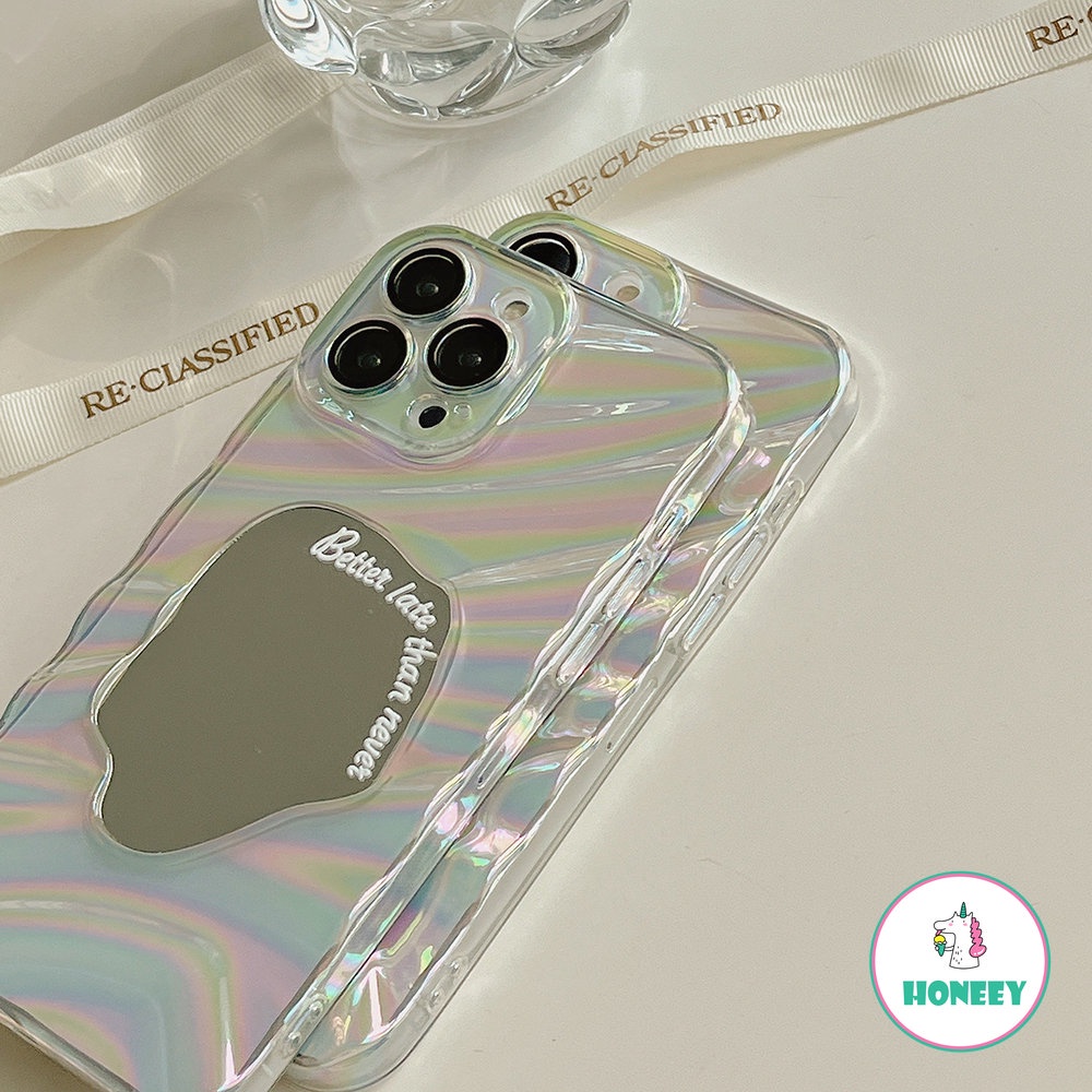 IPHONE Colorful Electroplated Mirror 3D Water Ripple Pattern Phone Case Kompatibel Untuk Iphone14 13 12 Pro Max Case Iphone11 Lembut Shockproof Cover