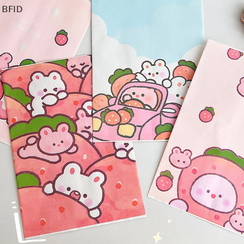 [BFID] 10pcs Mini Paper Bag Kraft Kantong Kertas Lucu Kartun Strawberry Rabbit Tas Penyimpanan Pembungkus Favour Bags Gift Packing Small Bag [ID]