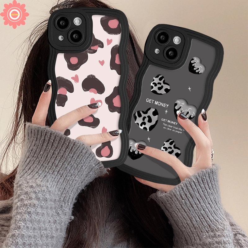 Casing Retro Leopard Love Heart Untuk Redmi 9A 12C A1 10C A2 10 A1+ A2+ 9 9T 10A 9C Note 11 8 10 9 Pro 11s 9s 10s Mi 11T Pro POCO X3 M3 NFC Pro Graffiti Cow Stripe Sarung Tepi Bergelombang Lembut