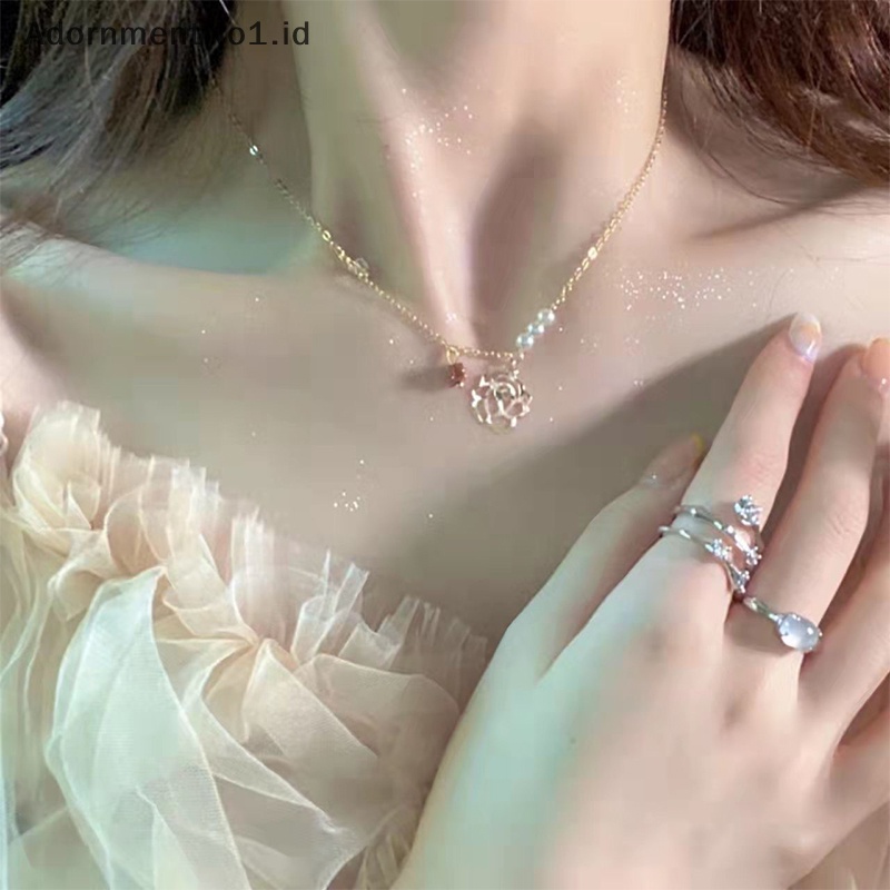 [AdornmentNo1] Fashion Trendy Shiny Exquisite kalung bunga ringan rantai klavikula Hollow untuk wanita perhiasan pasangan hadiah pesta ulang tahun