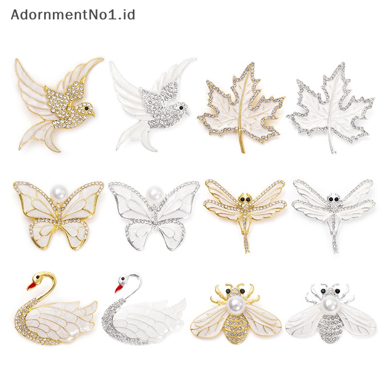 [AdornmentNo1] Animal Series Swan Brooch mutiara kupu bros wanita serbaguna aksesoris pakaian Maple Bee capung korsase ornamen