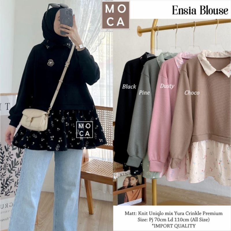 ENSIA BLOUSE ORI MOCA | Ld110 Knit Uniqlo mix Yura Crinkle Premium