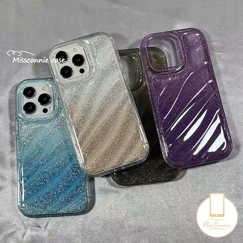 Casing Langit Berbintang Fantasi Kompatibel Untuk IPhone 7 8 6S 6 Plus 11 13 12 14 Pro MAX XR 7Plus X XS MAX SE 2020 Pola Korugasi Stereo Pola Gradien Mewah Warna Kartu Laser Penutup Lembut