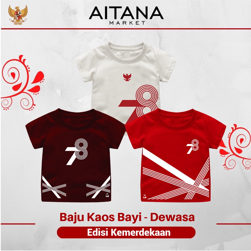 Baju Kaos Kemerdekaan Size Bayi Sampai Dewasa Seri Logo 78 Garuda Bahan Katun Combed 30s