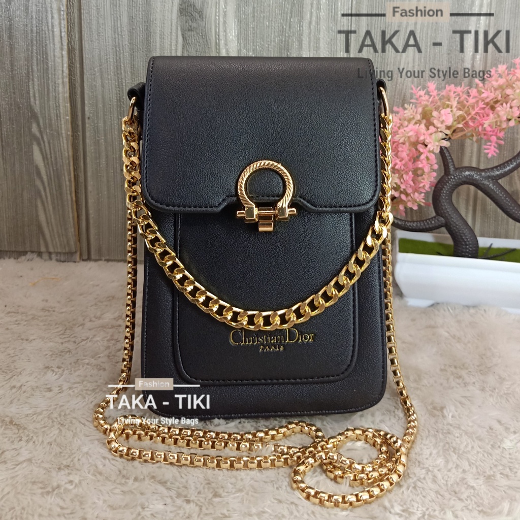 Tas sling bag cantik cd rantai  ring gold . best model terbaru 2023. SLING BAG HP WANITA 3 RUANG TERBARU