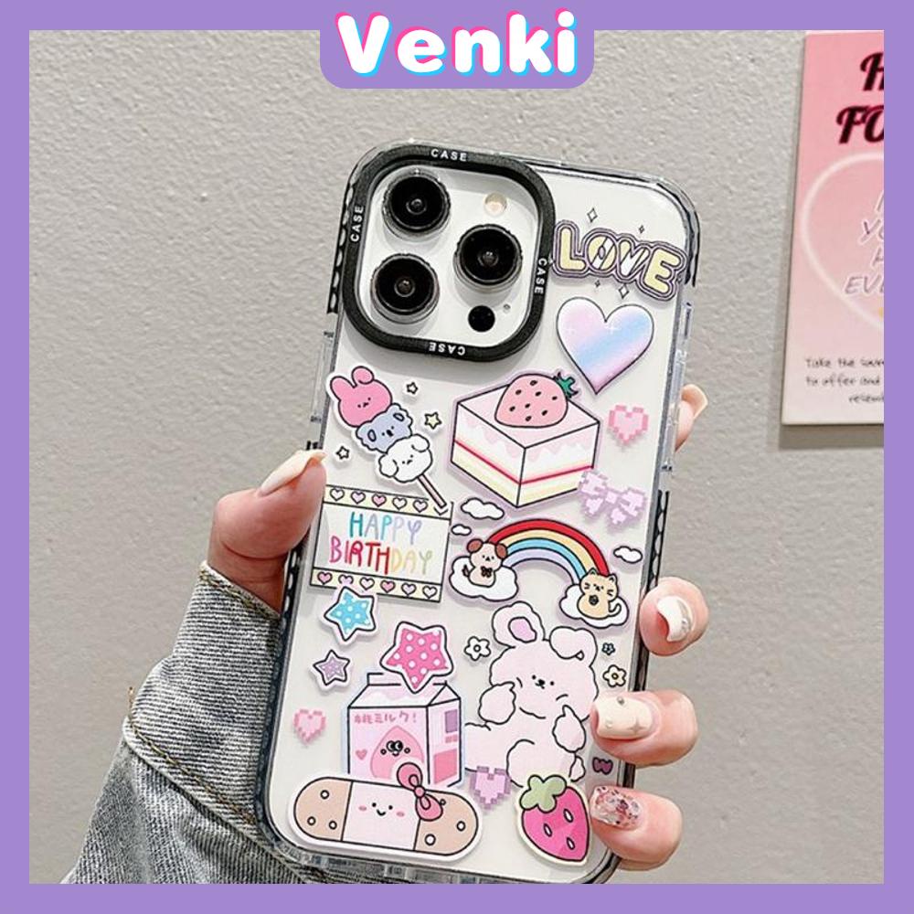 Venki - Case iPhone 11 iPhone Case Soft Case Bening Case Tebal Tahan Guncangan Bingkai Kamera Kelinci Pelangi Lucu Kompatibel dengan iPhone 14 Pro Max 13 Pro Max 12 Pro Max 11 Pro Max XR XS 7