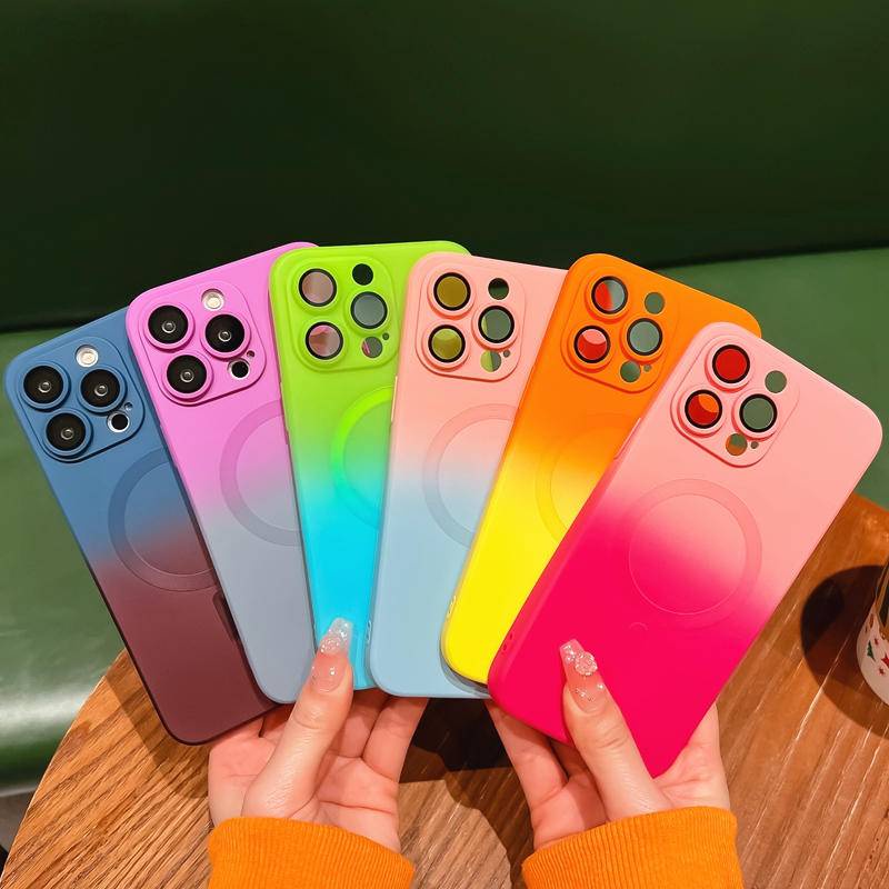 Gradient Soft Silicone Magsafe Magnetic Wireless Charging Case Untuk Iphone14 13 Pro Max14 Plus Matte Shockproof Cover Untuk iPhone 14Pro 13Pro 14plus