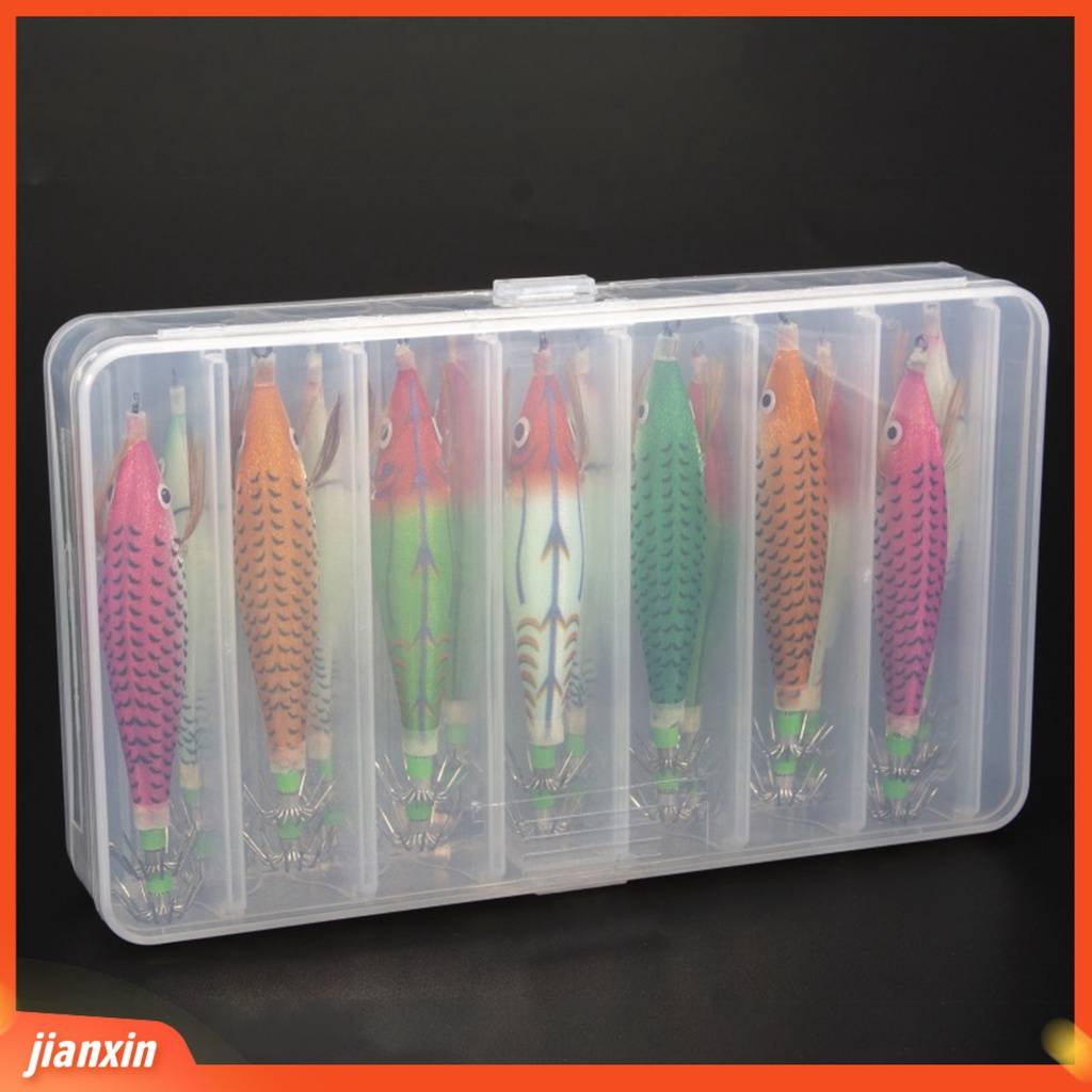 (In Stock) 14Pcs /Box Umpan Buatan Fleksibilitas Tinggi Kerajinan Halus Fishing Tackle Luminous Bait Squid Hook Untuk Memancing Di Laut