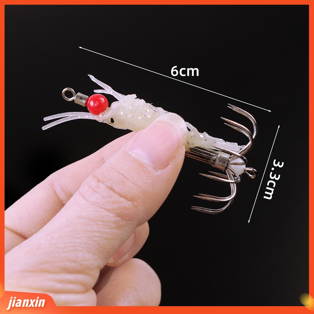 (In Stock) Lobster Umpan Kait Logam Efek Bercahaya Lembut Silikon Udang Kait Cumi Jigging Umpan Pancing Fishing Tackle