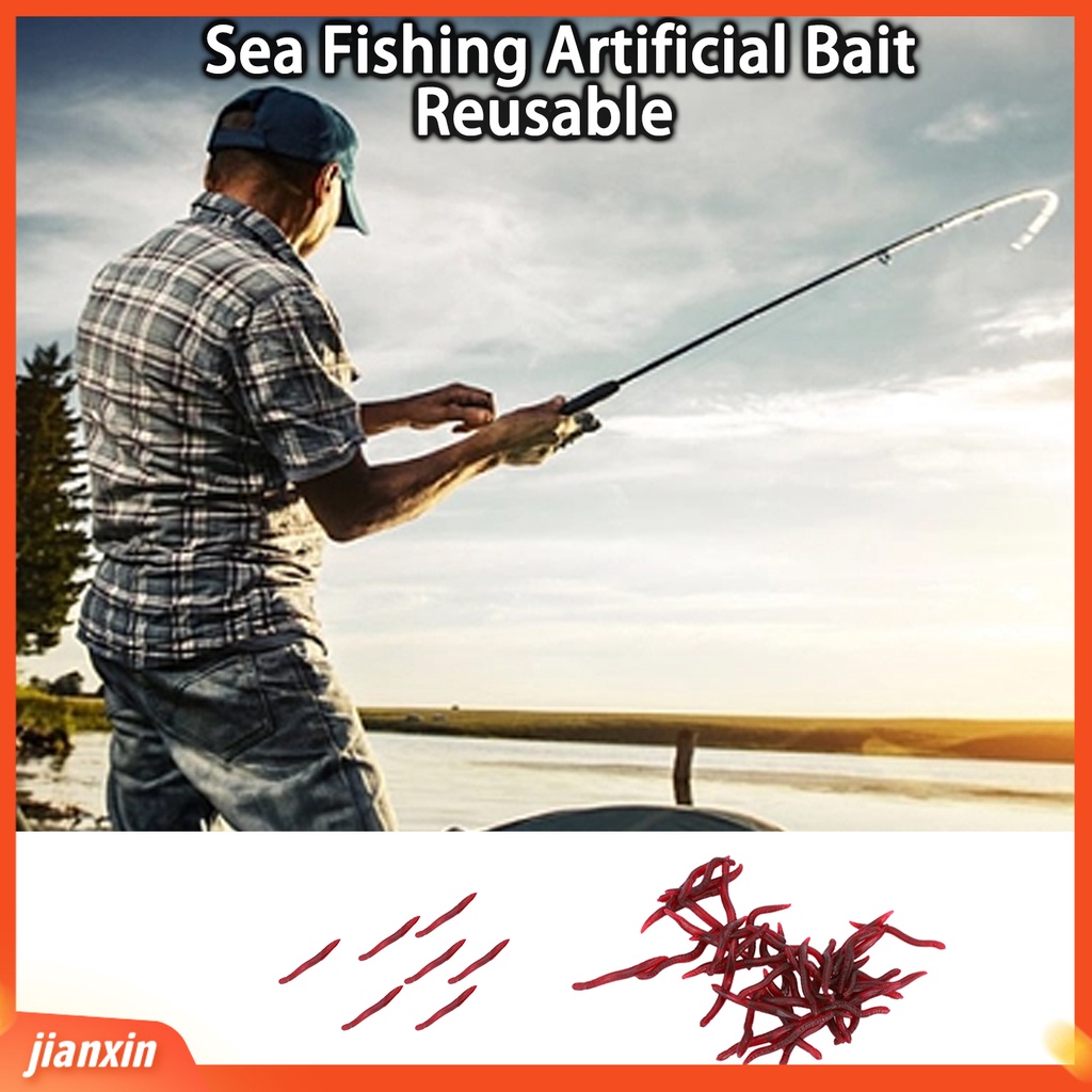 (In Stock) 50 Pcs 3.5 cm Worm Umpan Simulasi Elastisitas Tinggi Tahan Gigit Angling Cacing Tanah Umpan Cacing Buatan Umpan Memancing Luar Ruangan