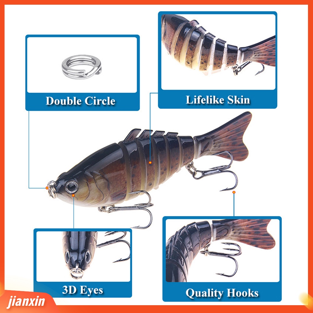 (In Stock) 10cm 16g Multi-Bagian 3D Mata Simulasi Ikan Memancing Umpan Keras Lure Dengan Kait