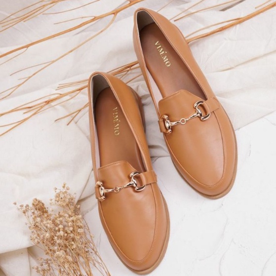 Vimemo Zenna - Sepatu Loafers Vintage Minimalist Slip On Shoes | Sepatu Kerja Wanita