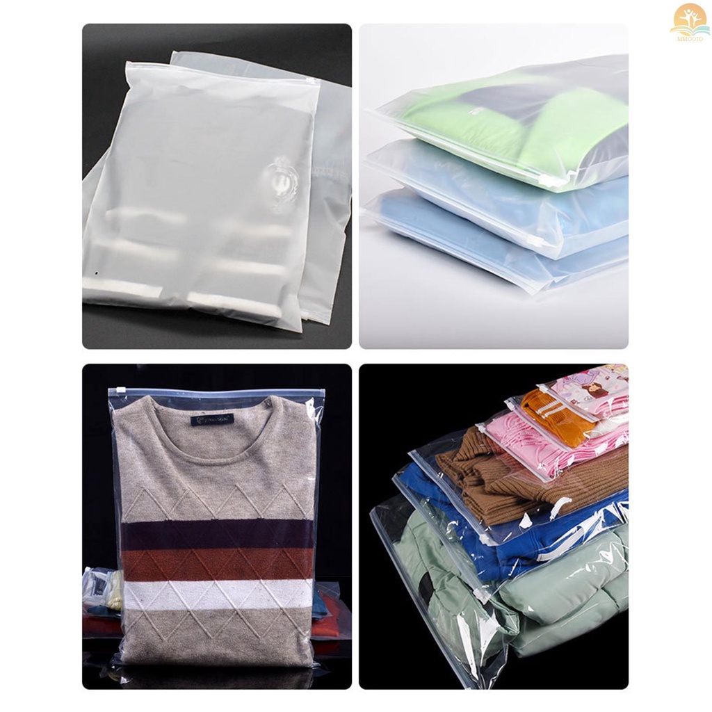 In Stock 50pcs Tas Kemasan Frosted Bag Zipper Plastic Bag Poly Bags Resealable Slider Closure Storage Bag Pouch Untuk T Shirt Pakaian Make up Pengiriman Organizer