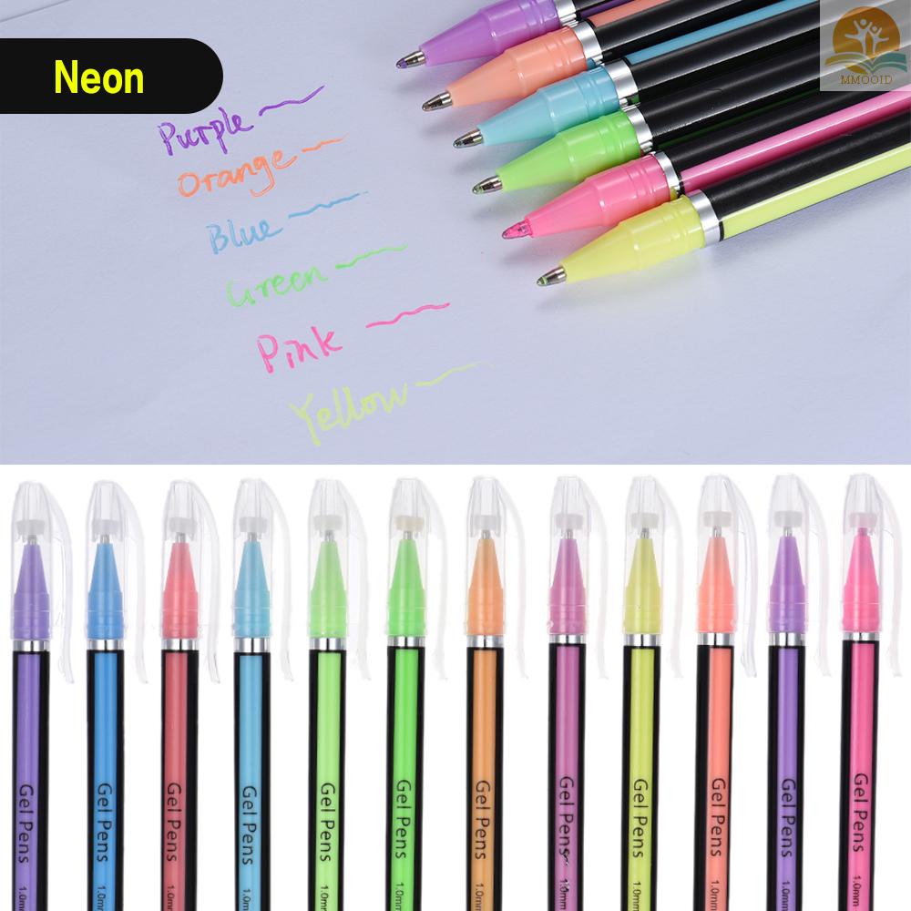 In Stock 48warna Pulpen Gel Termasuk Glitter/ Neon/Guas/ Bolpen Logam Menandai Gambar Highlight Untuk Pelajar Buku Mewarnai