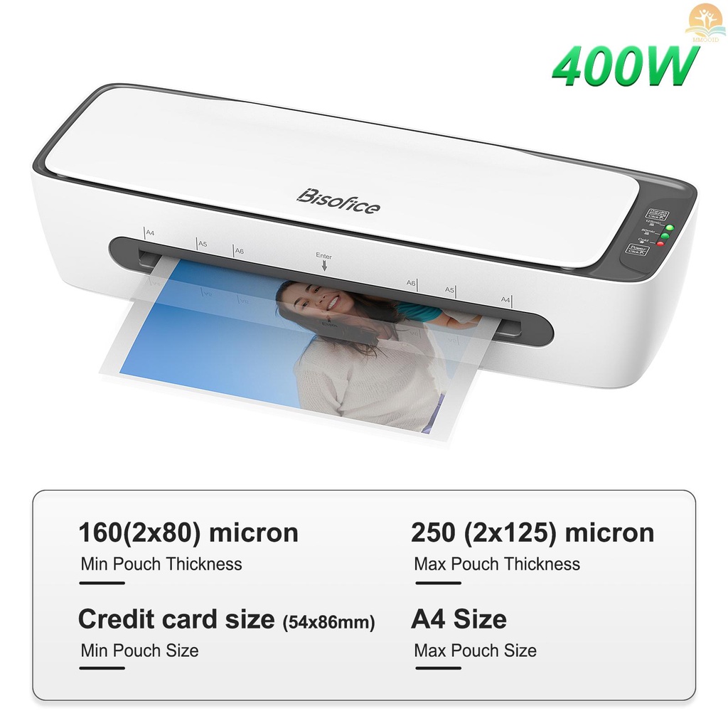 In Stock Bisofice SL688 Set Mesin Laminator Desktop Ukuran A4 Laminasi Panas Dan Dingin Multifungsi 2si Rol Lebar 9inci Max Dengan Pemotong Kertas Trimmer Rounder Lubang Punc
