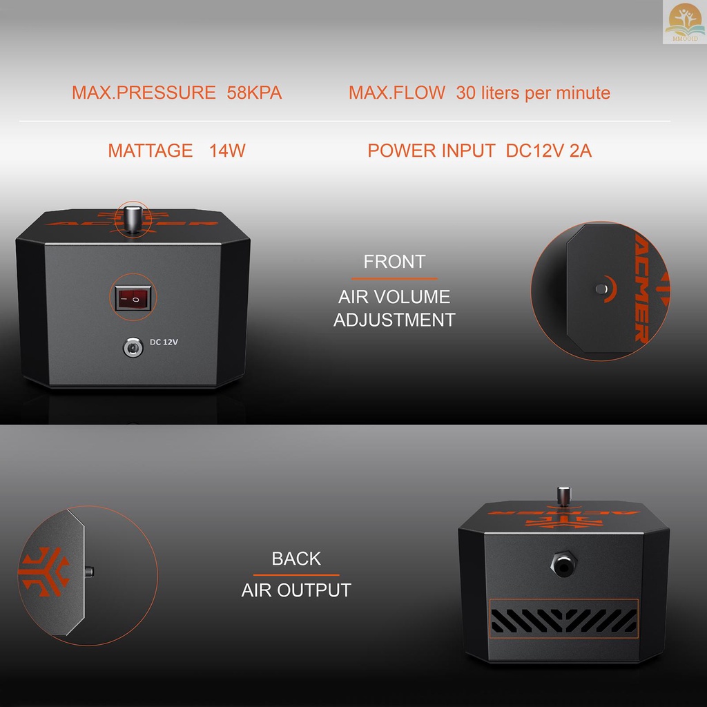 In Stock ACMER Assist High Speed Air Pump Laser Grafir Dan Pemotong Aksesoris Mesin Airflow Adjustable Menghilangkan Asap Dan Debu Mudah Dipasang Kompatibel Dengan Laser Engravers