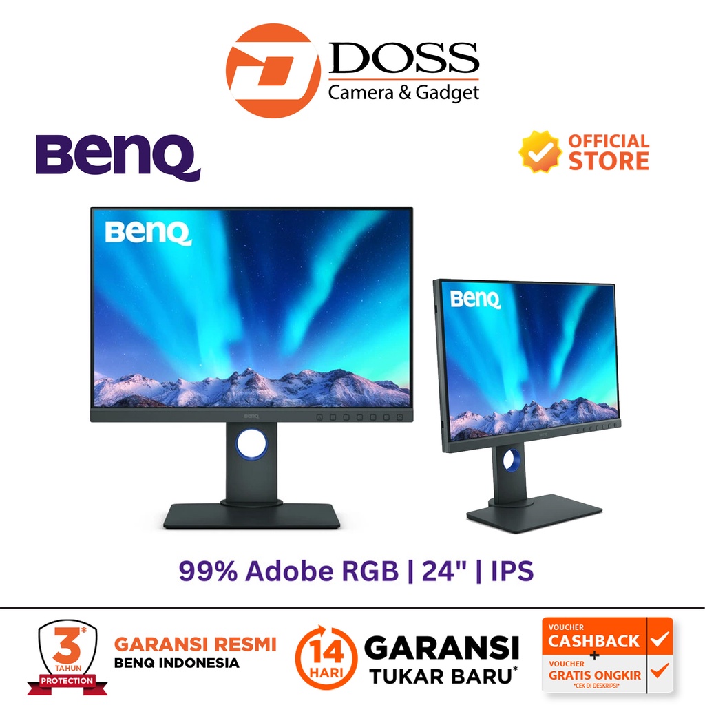 Monitor BenQ SW240 24 inch 99% IPS Adobe RGB Pro Fotografer Desainer