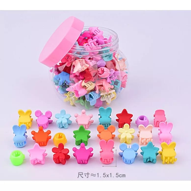 SM-50pcs Jepit Rambut Anak Mini Lucu Mix Jepit Mini Motif Mickey/Star/Crown/Rabbit-Random Warna