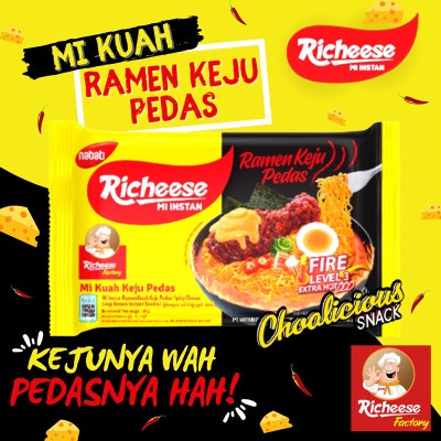 

nabati Richeese Mi Instan Ramen Keju Fire Level 3 67 g x 5 pcs