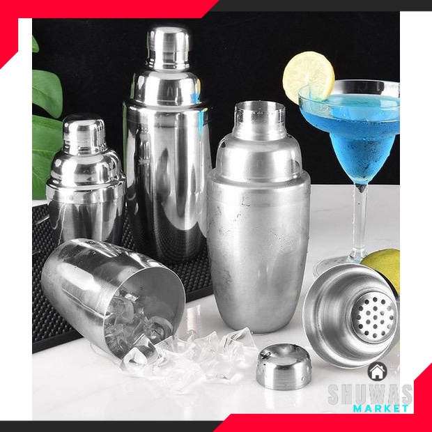 SHUWAS  Botol Shaker Pengocok Minuman Cocktail Milk Shake Peralatan Barista Stainless