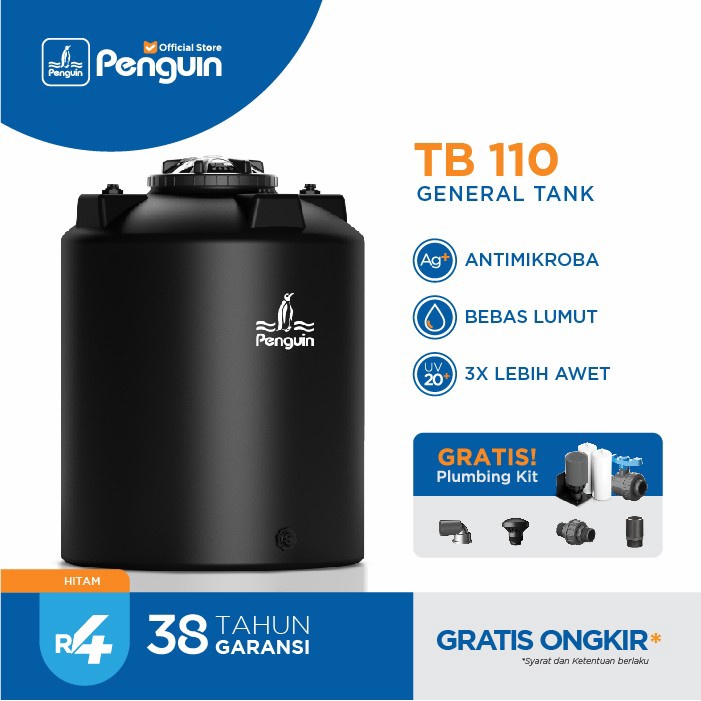 TOREN - TANGKI - AIR - PENGUIN - TB110 - 1050 LITER - HITAM