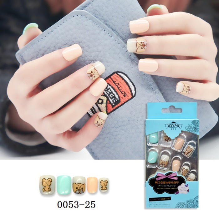 JM-5325 Baby Teddy Bear Fake Nails Kuku Palsu Motif Beruang Nail Art