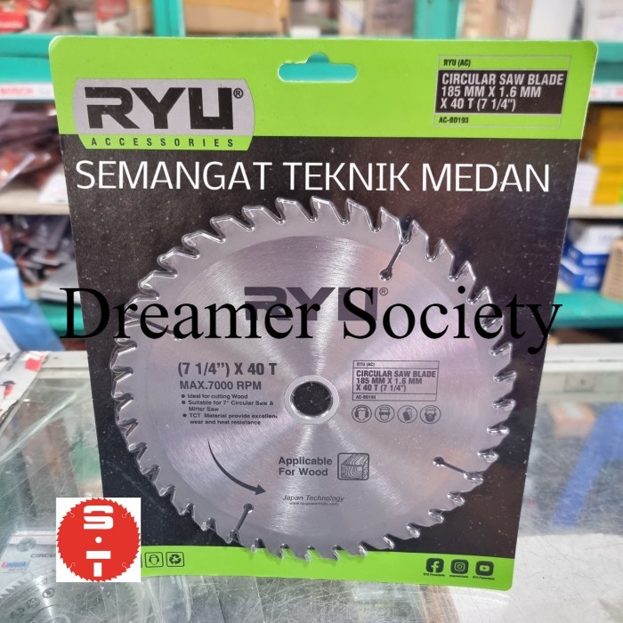 Berkualitas 7" 7 MATA PISAU GERGAJI POTONG KAYU CIRCULAR SAW 40T 40 T 7X40T RYU HJB680