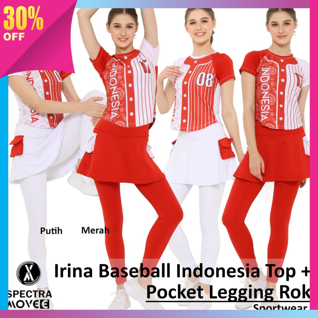 STELAN SETELAN PRIA WANITA OLAHRAGA OUTDOOR INDOOR MURAH KEREN / Kaos olahraga IRINA BASEBALL leggin