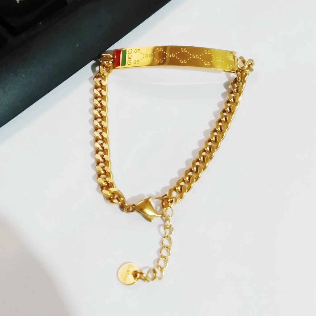 GTD13 Grosir Gelang Tangan Rantai Plat Gelang Titanium Gold