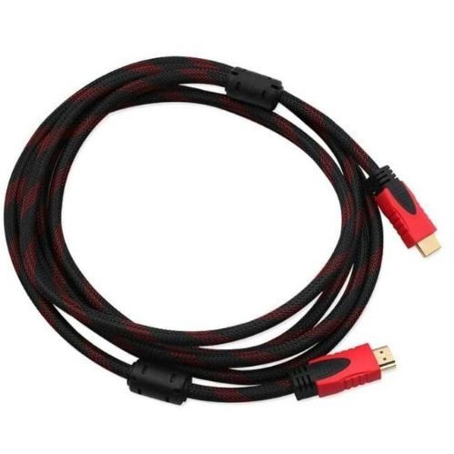 High Speed Kabel HDMI To HDMI 3 Meter Full HD Serat Jaring Merah