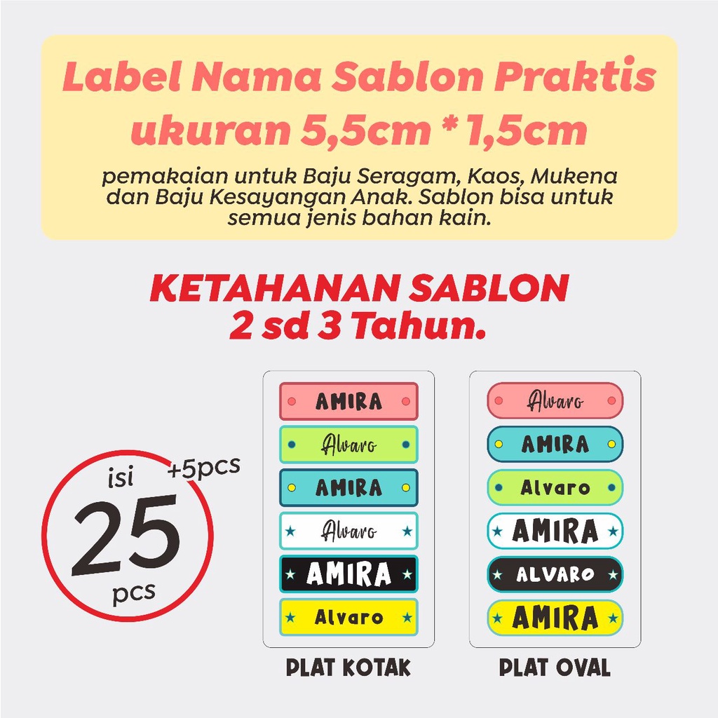 

( BISA COD ) Stiker nama kain // stiker label nama castem // stiker label nama kain isi 25 pcs // label nama setrika // stiker murah isi banyak